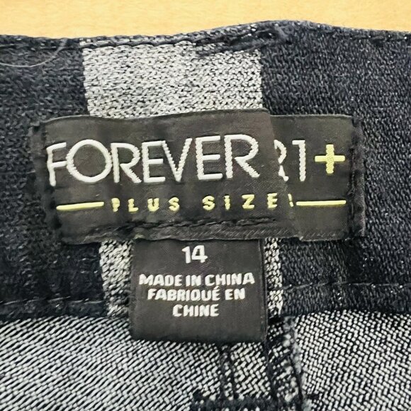 Forever 21 Women's Striped Pants Plus Size 14 Skinny Mid Rise Stretch Grey/Navy - Picture 6 of 11
